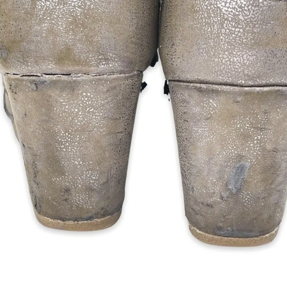 TOMS Desert Wedge Taupe Metallic Suede Lace Up Ankle Booties Womens 7.5 00814‎